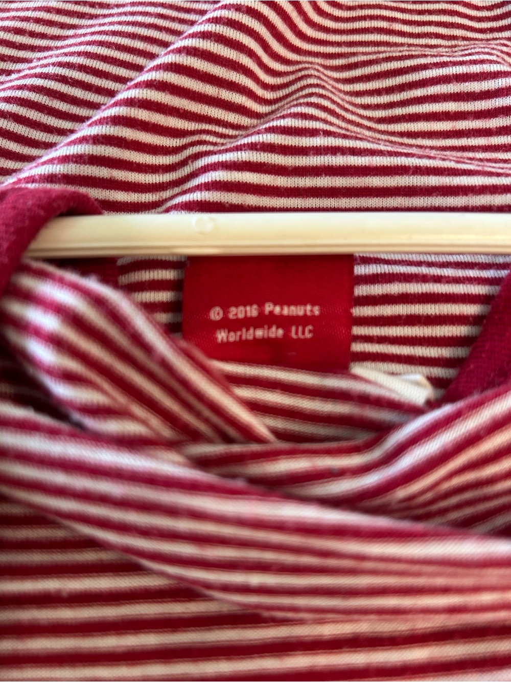 Official Peanuts Red & White Striped Embroidered Woodstock Tee Medium - Picture 4 of 8